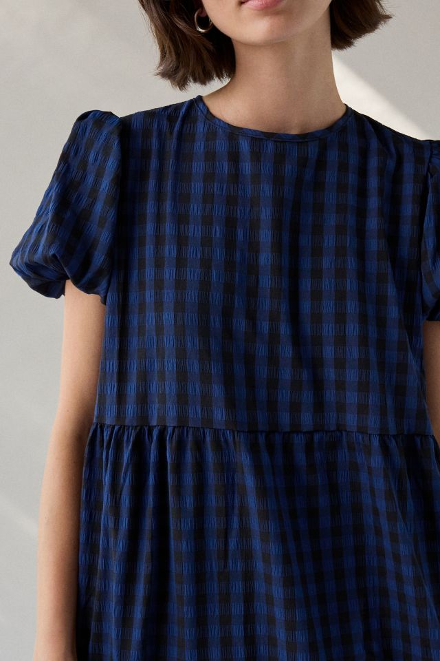 Daisy Street Plaid Puff Sleeve Tiered Smock Midi Dress #1