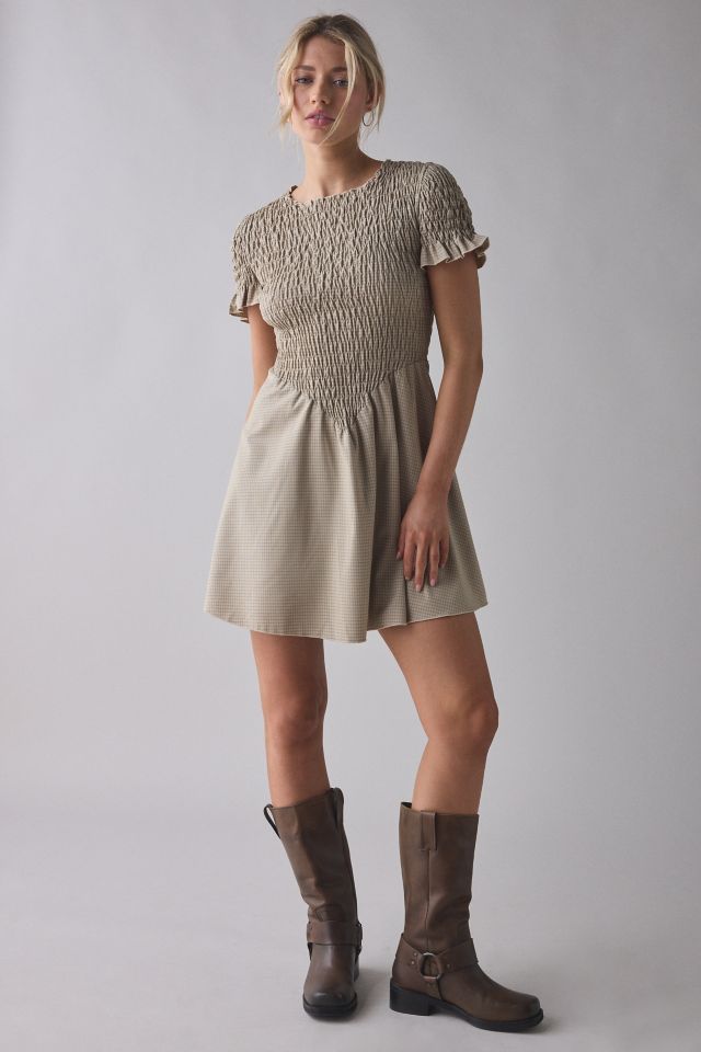 Daisy Street Gingham Basque Waist Shirred Mini Dress #3