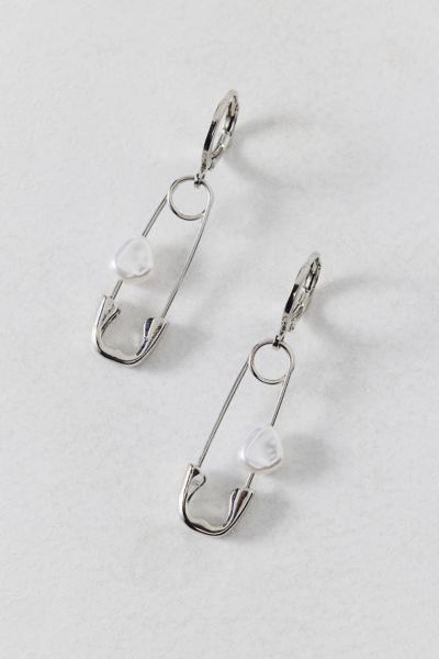 Safety Pin Pearl Hoop Earring Product Page