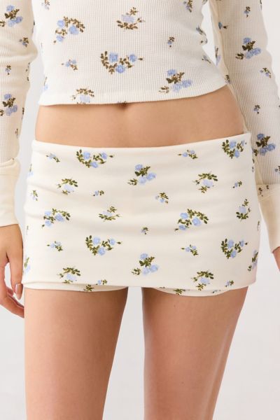 Out From Under Darling Low-rise Foldover Micro Mini Skort In White, Women's At Urban Outfitters In White