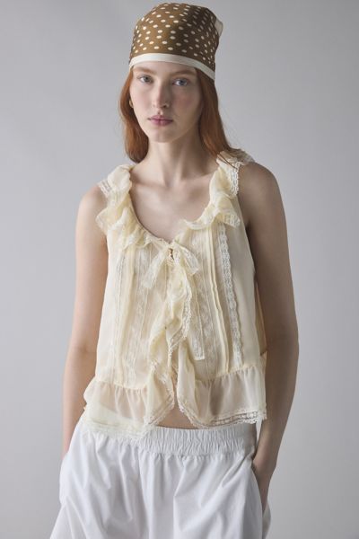 Kimchi Blue Olive Bow Tie-Back Babydoll Blouse