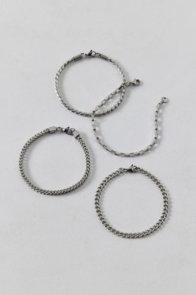 Urban Outfitters Essential Waterproof Chain Bracelet Set In Silver, Women's At