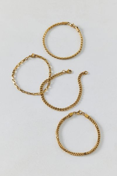 Urban Outfitters Essential Waterproof Chain Bracelet Set In Gold, Women's At