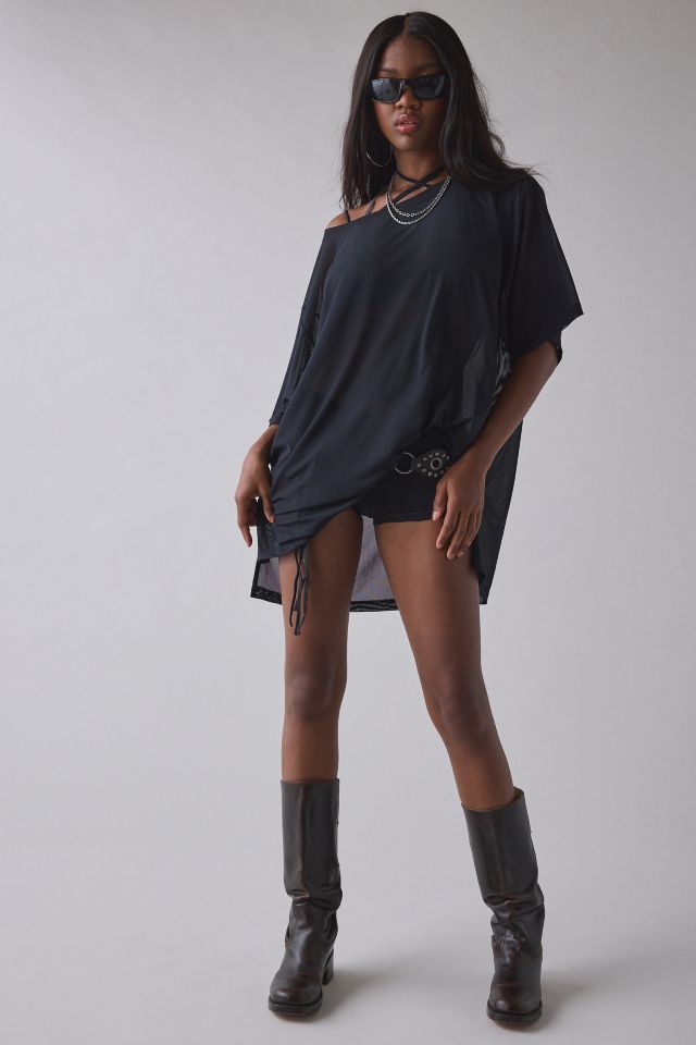1st Position By Tinashe UO Exclusive Billboard Sheer Mesh Oversized Jersey Top #1