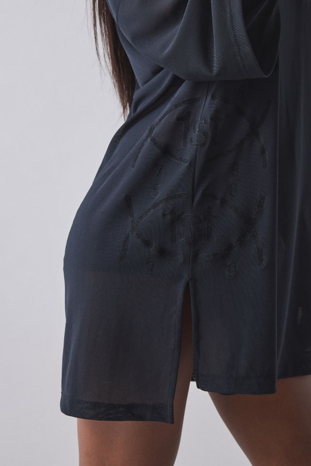 1st Position By Tinashe UO Exclusive Billboard Sheer Mesh Oversized Jersey Top #2
