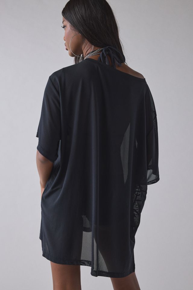1st Position By Tinashe UO Exclusive Billboard Sheer Mesh Oversized Jersey Top #3