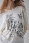 Kimchi Blue Courtney Cat Graphic Off-The-Shoulder Oversized Tee