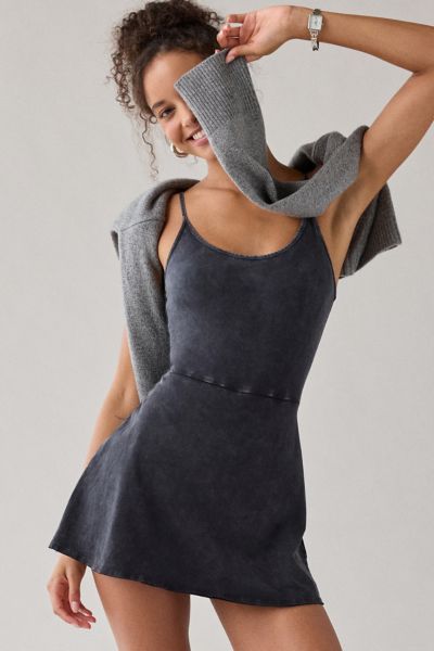 UO Kenny Knit Fit-And-Flare Romper Dress Product Page