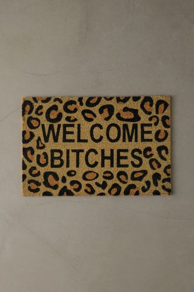 Welcome Leopard Print Coir Doormat