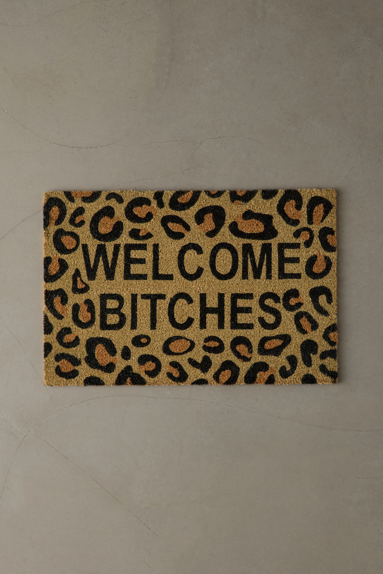 Welcome Leopard Print Coir Doormat - Brown, 20X30