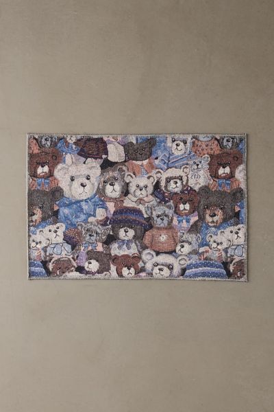 Bear Collage Printed Washable Rug