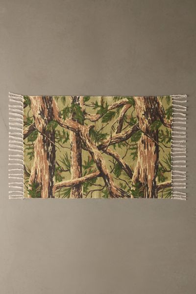 Urban Outfitters Camo Screen Printed Rug In Green Pattern At