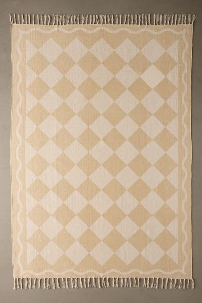 Urban Outfitters Diamond Screen Printed Rug In Cream/white At