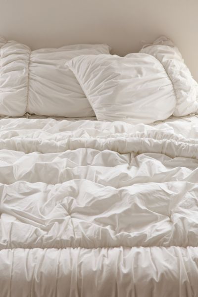 Urban Outfitters Cinched Puffy Comforter In White At  In White