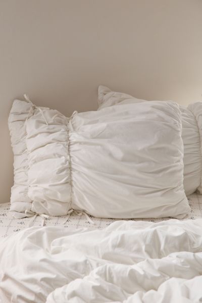 Urban Outfitters Cinched Puffy Sham Set In White At  In White