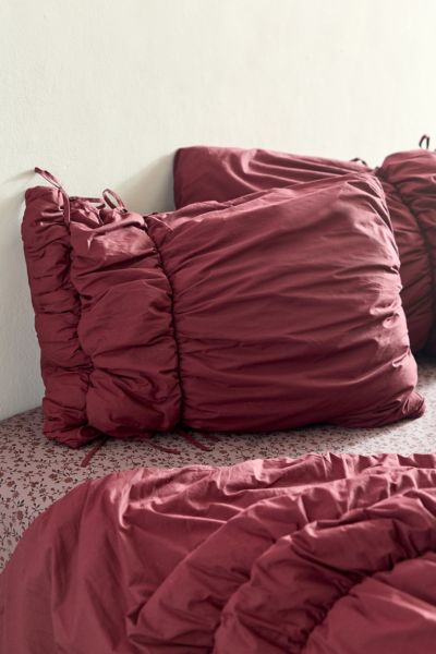Urban Outfitters Cinched Puffy Sham Set In Port Royale At  In Burgundy