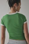 BDG Too Perfect Workout Cat Graphic Ringer Baby Tee