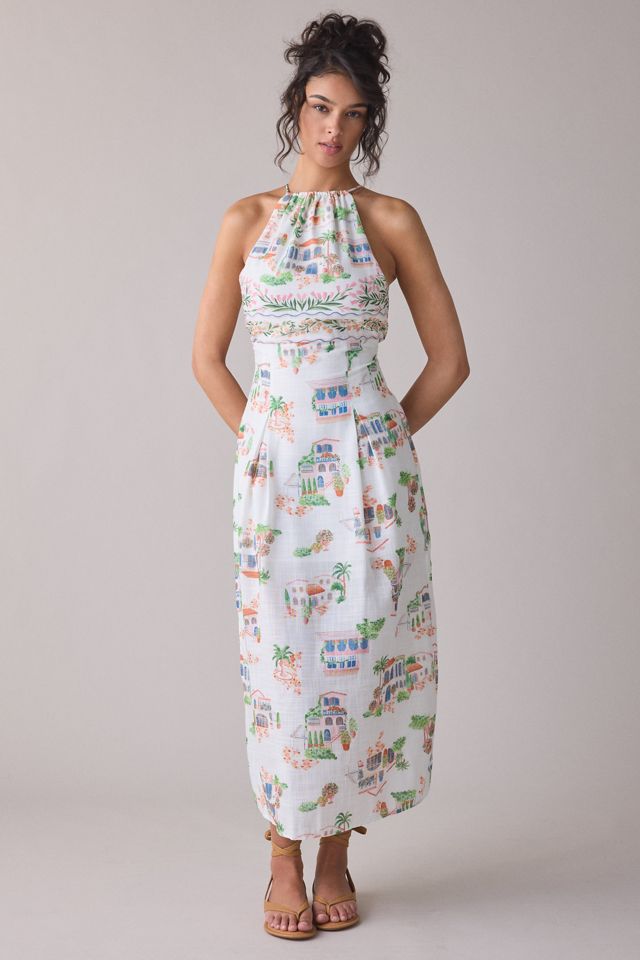 nicole miller maxi dress Nicole Miller Printed Palma Satin Maxi Dress