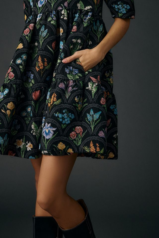 En Saison Daphne Floral Tapestry Jacquard Trapeze Mini Dress #2