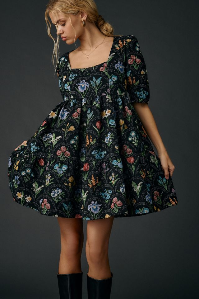 En Saison Daphne Floral Tapestry Jacquard Trapeze Mini Dress #3
