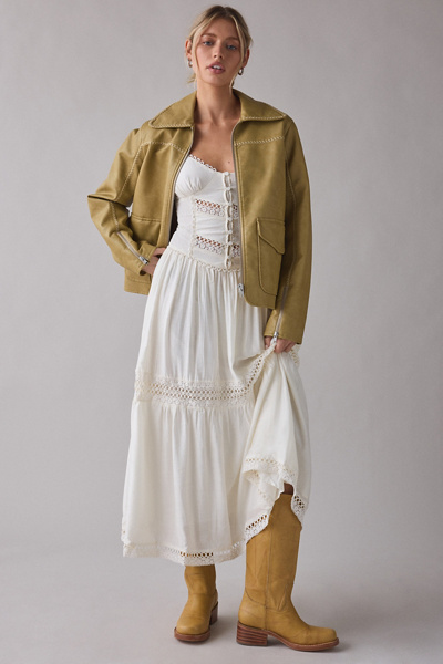 En Saison Alannah Lace Trim Corset Maxi Dress | Urban Outfitters