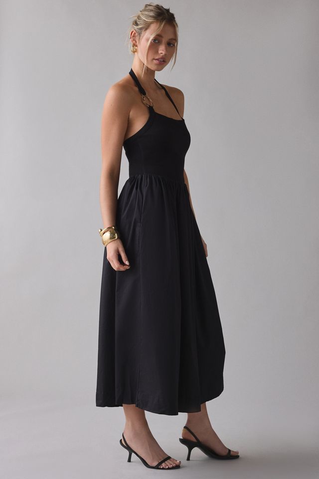 En Saison Leah Mixed Media O-Ring Halter Midi Dress #2