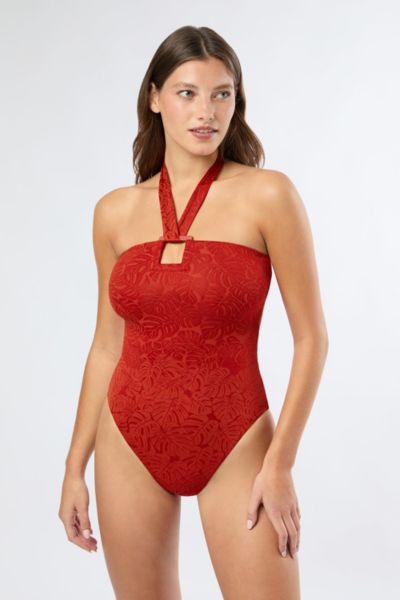 Onia Poppy One Piece Halter Swimsuit