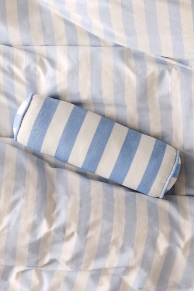 Urban Outfitters Awning Striped Round Bolster Pillow In Winter Sky At  In Blue