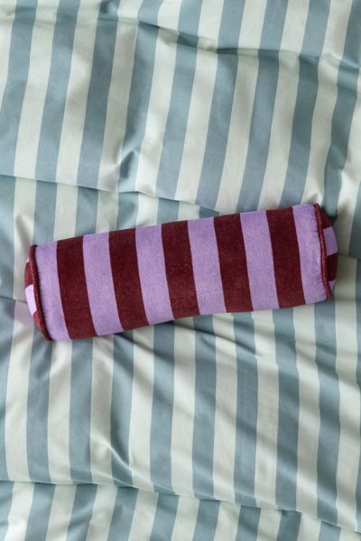 Urban Outfitters Awning Striped Round Bolster Pillow In Regal Orchid At