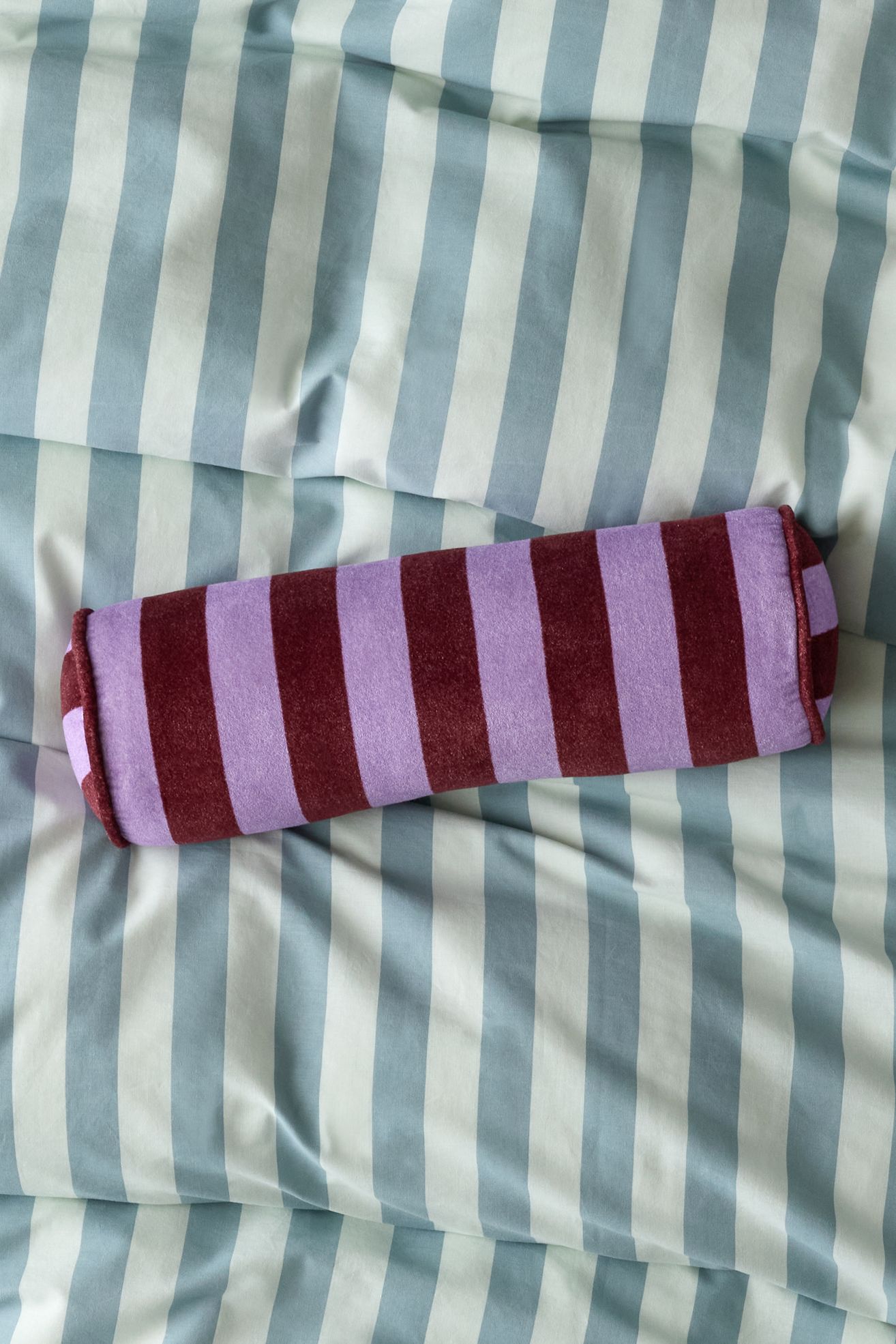 Awning Striped Round Bolster Pillow - Regal Orchid, ONE SIZE