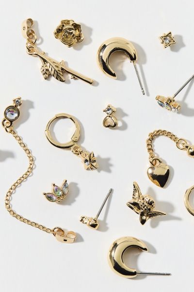 Urban Outfitters Celeste Post And Hoop Earring Set In Gold, Women's At