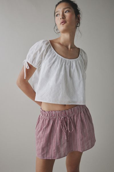 Kimchi Blue Emiline Gingham Cotton Low-Rise Mini Skirt