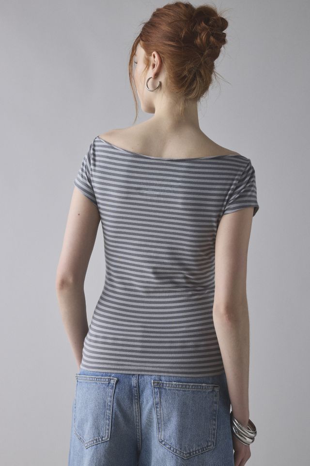 Y2K Graphic Off-The-Shoulder Slim Tee #1