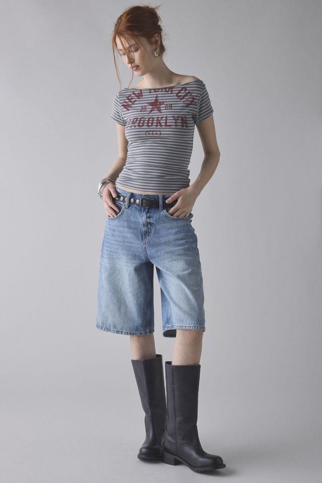 Y2K Graphic Off-The-Shoulder Slim Tee #2