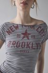 Y2K Graphic Off-The-Shoulder Slim Tee