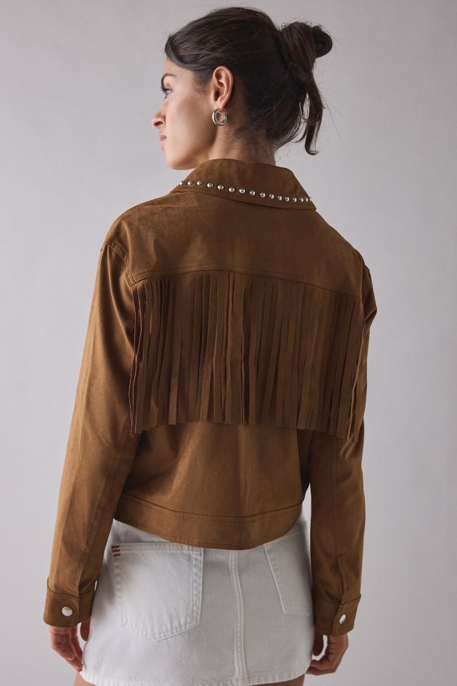 Glamorous Freya Studded Faux Suede Fringe Jacket #1