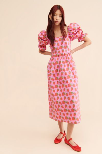 by Megan Crosby Sophie Strawberry Midi Dress