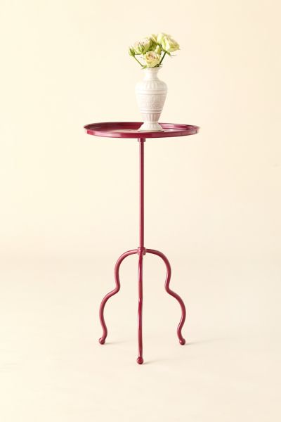 Urban Outfitters Mystic Wavy Leg Metal Side Table In Oxblood At  In Red
