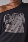 BDG Courtney Middle Finger Graphic Off-The-Shoulder Oversized Tee
