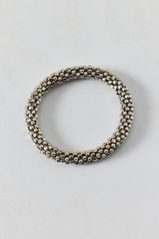 Textured Metal Beaded Stretch Bracelet #2