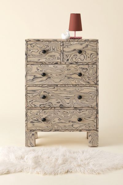 Urban Outfitters Parker Tall 5-drawer Dresser In Black/white At  In Black