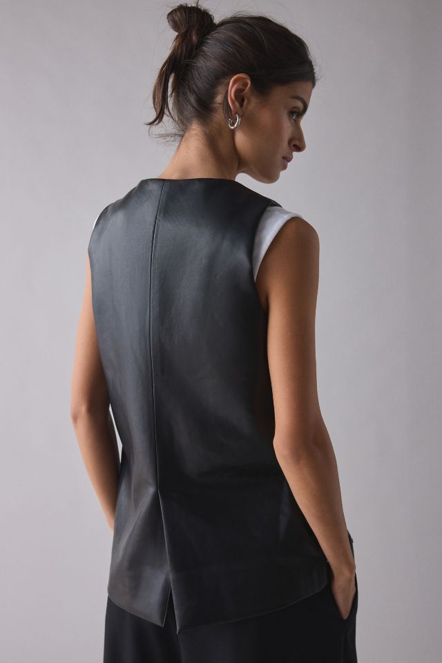 Glamorous Steffie Studded Tie-Front Faux Leather Vest #1