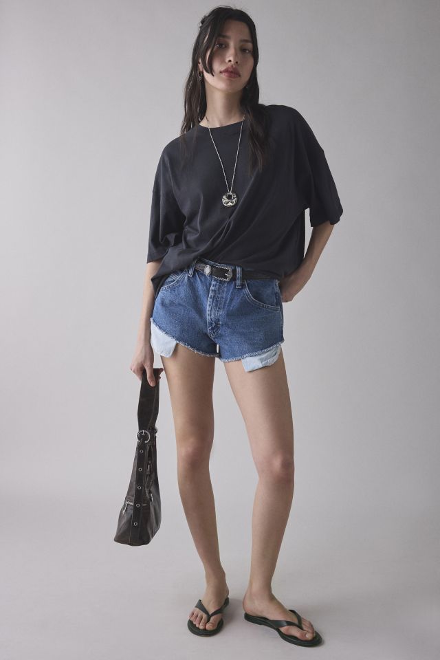 ReMADE By UO Wrangler Cheeky Denim Micro Short