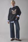 BDG Kurt Cat Graphic Distressed Oversized Sweater