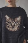 BDG Kurt Cat Graphic Distressed Oversized Sweater