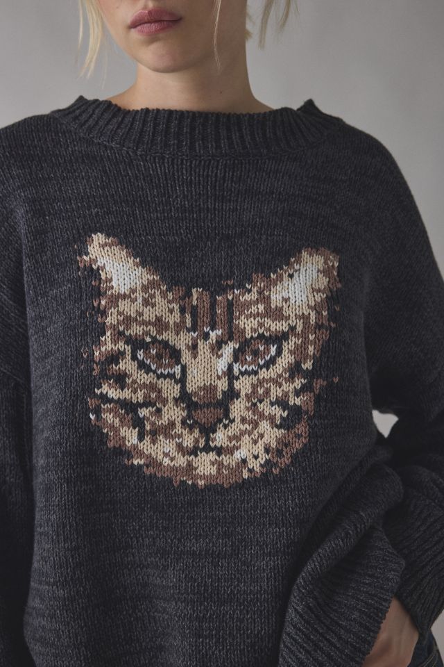 BDG Kurt Cat Graphic Distressed Sweater #3