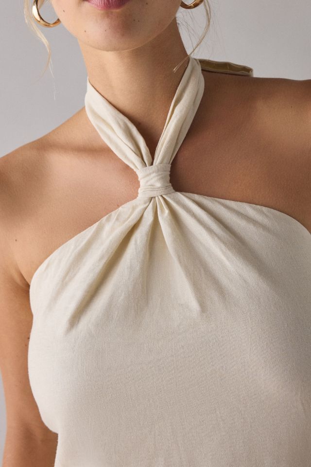 ReMADE By UO Made In LA EcoVero™ Linen Knotted Halter Mini Dress #2