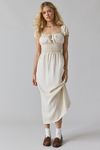 ReMADE By UO Made In LA EcoVero™ Linen Smocked Milkmaid Midi Dress