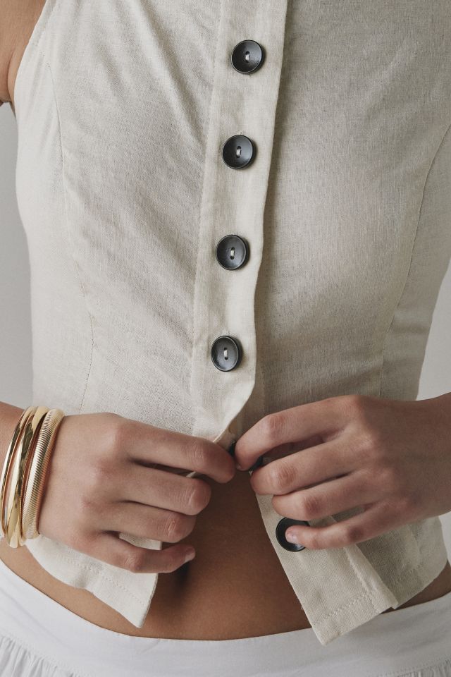 ReMADE By UO Made In LA EcoVero™ Linen Button Front Tank Top