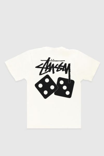 Stussy Pigment Dyed Dice Graphic T-shirt Top In White, Men's At Urban Outfitters In White
